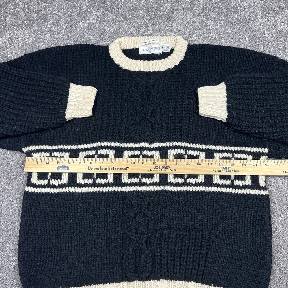 Vintage 80s Henry Grethel Shetland Wool Sweater Fair Isle Chunky Geometric Men M